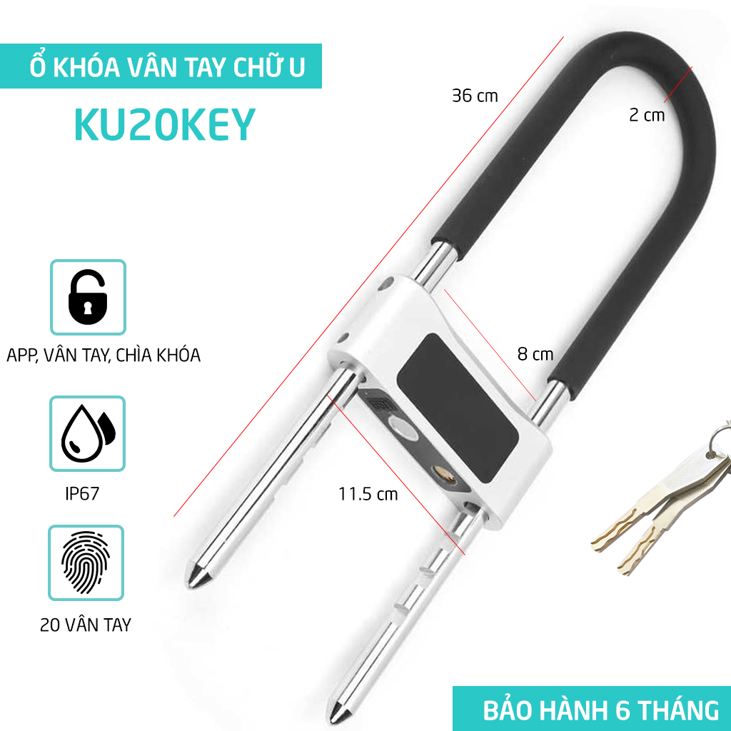 Fingerprint lock with U-shaped smart key KU20Key